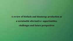 A review of biofuels and bioenergy production as a sustainable alternative: opportunities, challenges and future perspectives